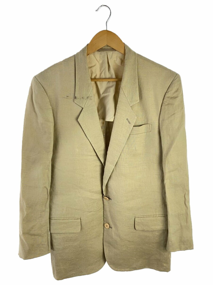【中古】ISSEY MIYAKE MEN◆85年/筆タグ/テーラードジャケット/M/リネン/BEG/汚れ有【メンズウェア】