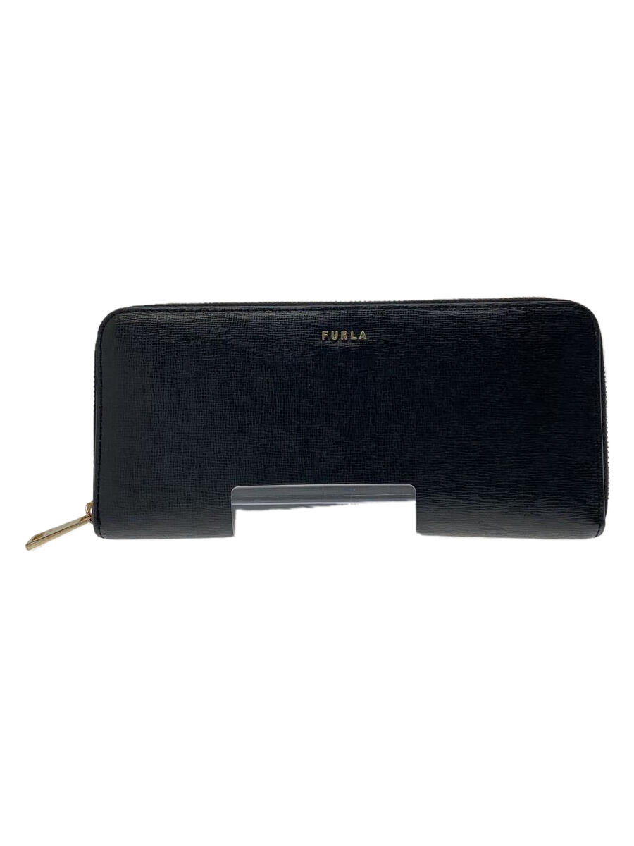 【中古】FURLA◆長財布/レザー/BLK/レディース【服飾雑貨他】