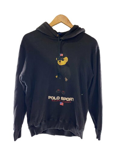 【中古】POLO RALPH LAUREN◆ポロベア/ナイガイ/パーカー/--/コットン/BLK/プリント【メンズウェア】 【中古】POLO RALPH LAUREN◆ポロベア/ナイガイ/パーカー/--/コットン/BLK/プリント【メンズウェア】