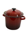 【中古】LE CREUSET◆鍋/サイズ:22cm/RED/22cm/7.6L【キッチン用品】