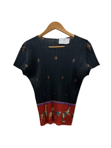 【中古】PLEATS PLEASE ISSEY MIYAKE◆半袖カットソー/3/ポリエステル/BLK/総柄/PP43-JK771【レディースウェア】 【中古】PLEATS PLEASE ISSEY MIYAKE◆半袖カットソー/3/ポリエステル/BLK/総柄/PP43-JK771【レディースウェア】