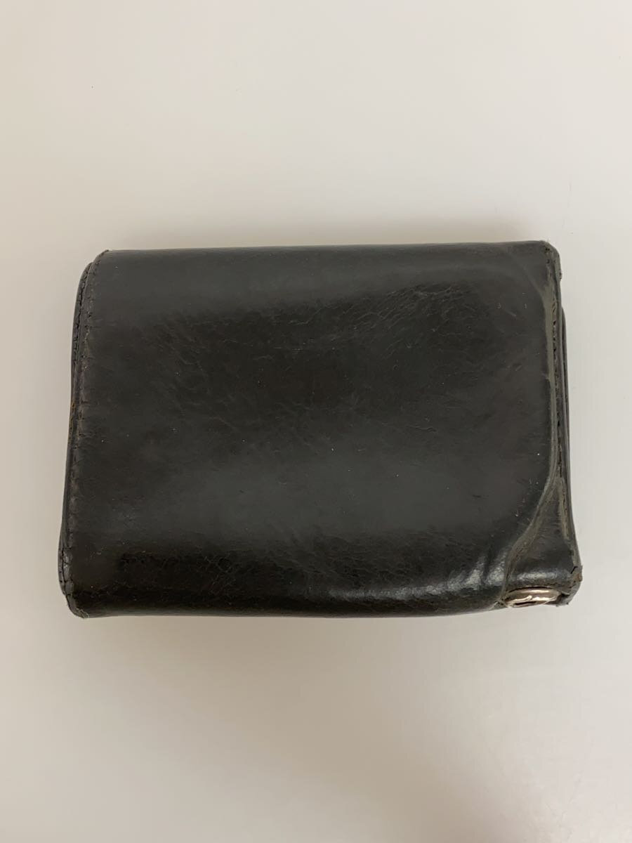 【中古】CHROME HEARTS◆3FOLD/3フォールドウォレット/3つ折り財布/レザー/BLK/使用感、ダメージ有//【服飾雑貨他】