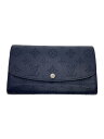 【中古】LOUIS VUITTON◆ポルト・フォイユ・イリス_マヒナ_BLU_ブルーマリーヌ/レザー/NVY/メンズ【服飾雑貨他】