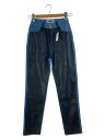 【中古】VIAVANDA◆Leather Bicolor Denim/S/レーヨン/BLU/無地【レディースウェア】