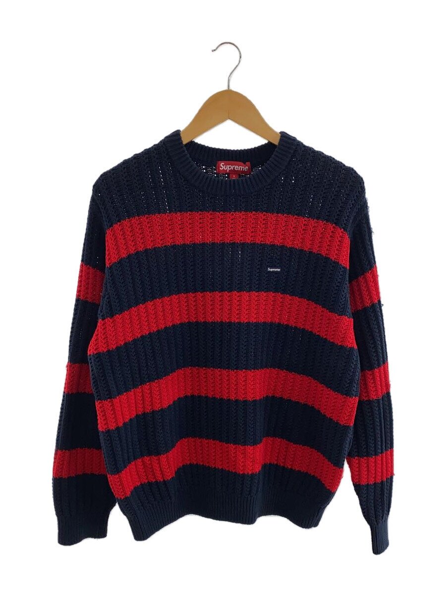 Supreme◆loose gauge stripe small box sweater/S/コットン/NVY/ボーダー