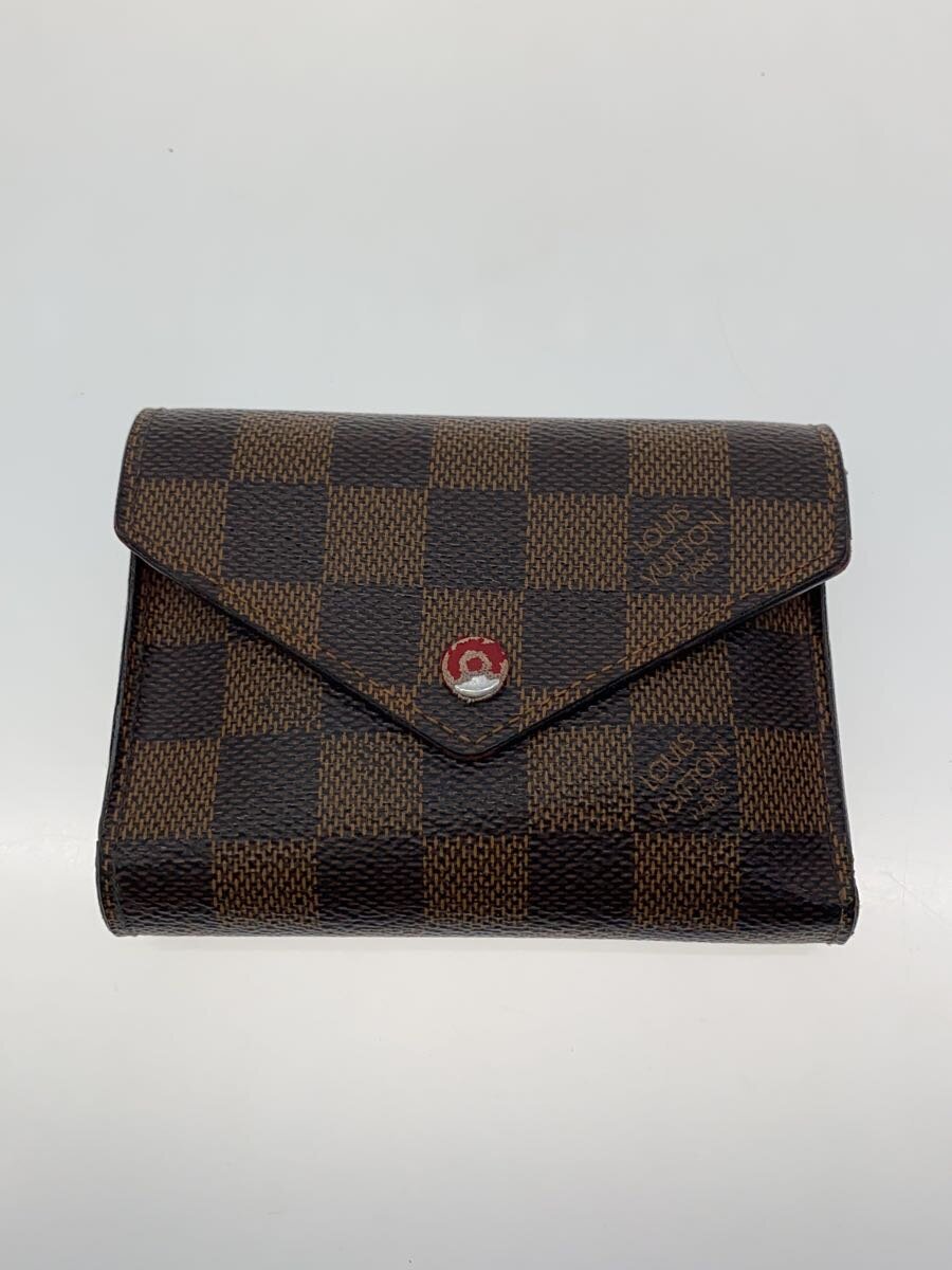 Rakuten - 【中古】LOUIS VUITTON◆ポルト・フォイユ・ヴィクトリーヌ_ダミエ・エベヌ_BRW/PVC/BRW/レディース【服飾雑貨他】
