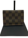 【中古】LOUIS VUITTON◆ポルトドゥカルトヴェルティカル_ダミエエベヌ/レザー/BRW/モノグラム/ユニセックス【服飾雑貨他】