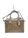 【中古】COACH◆ボストンバッグ_シグネチャー/レザー/BEG/総柄【バッグ】