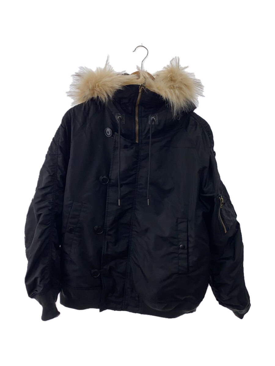 【中古】MILITARY◆フライトジャケット/M/ナイロン/BLK/無地/T-24789002/N-2B【メンズウェア】