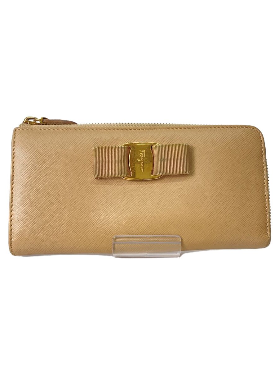 【中古】Salvatore Ferragamo◆長財布/PVC/BEG/無地/レディース【服飾雑貨他】