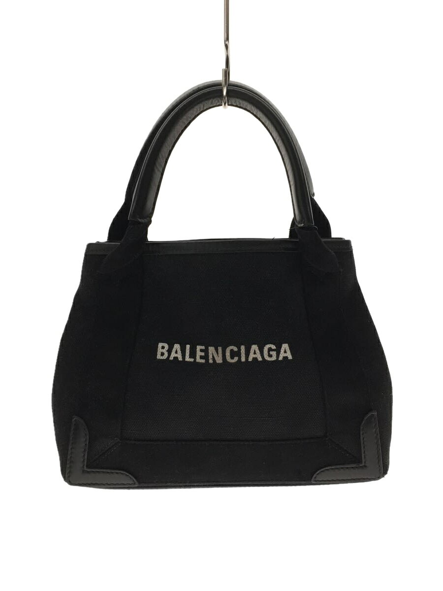 【中古】BALENCIAGA◆トートバッグ/キャンバス/BLK/390346・1000・V・002123/角スレ有【バッグ】