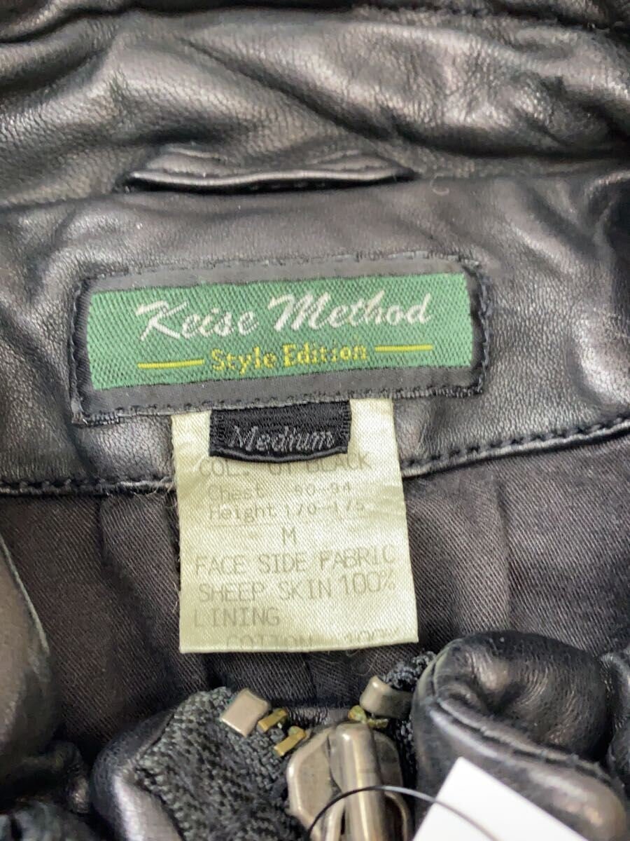 【中古】レザージャケット・ブルゾン/M/羊革/BLK/無地【メンズウェア】