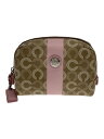 【中古】COACH◆オプアートポーチ/PVC/BEG/総柄//【バッグ】