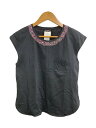 【中古】CHANEL◆ビジュー付/ノースリーブカットソー/38/コットン/GRY/P43359V31383【レディースウェア】