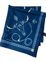 【中古】A PIECE OF CHIC/スカーフ/シルク/BLU/総柄/メンズ【服飾雑貨他】