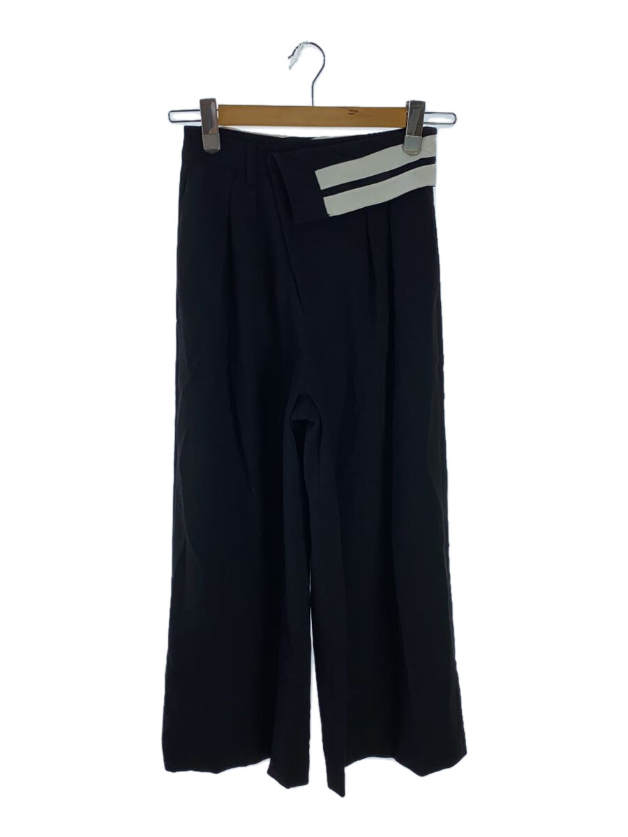 【中古】SNIDEL◆ウエストデザインワイドパンツ/ボトム/0/ポリエステル/ブラック/SWFP241214【レディースウェア】