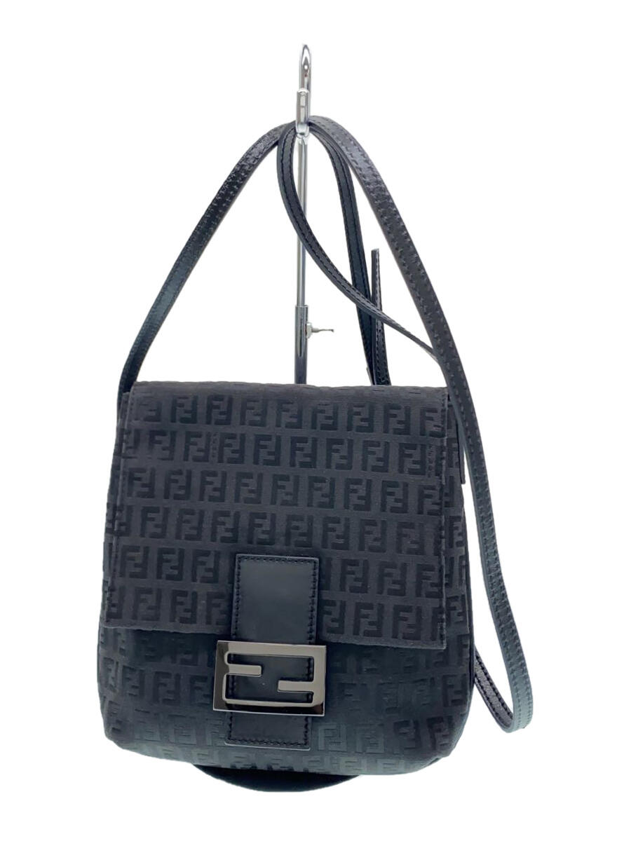 【中古】FENDI◆ズッキーノ柄/ショルダーバッグ/ブラック/総柄【バッグ】