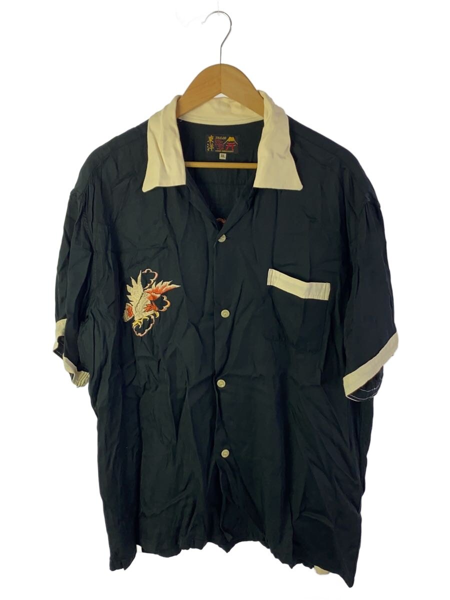 【中古】TAILOR 東洋◆スカボーリングシャツ/半袖シャツ/鷹/XXL/レーヨン/BLK/TT39301【メンズウェア】
