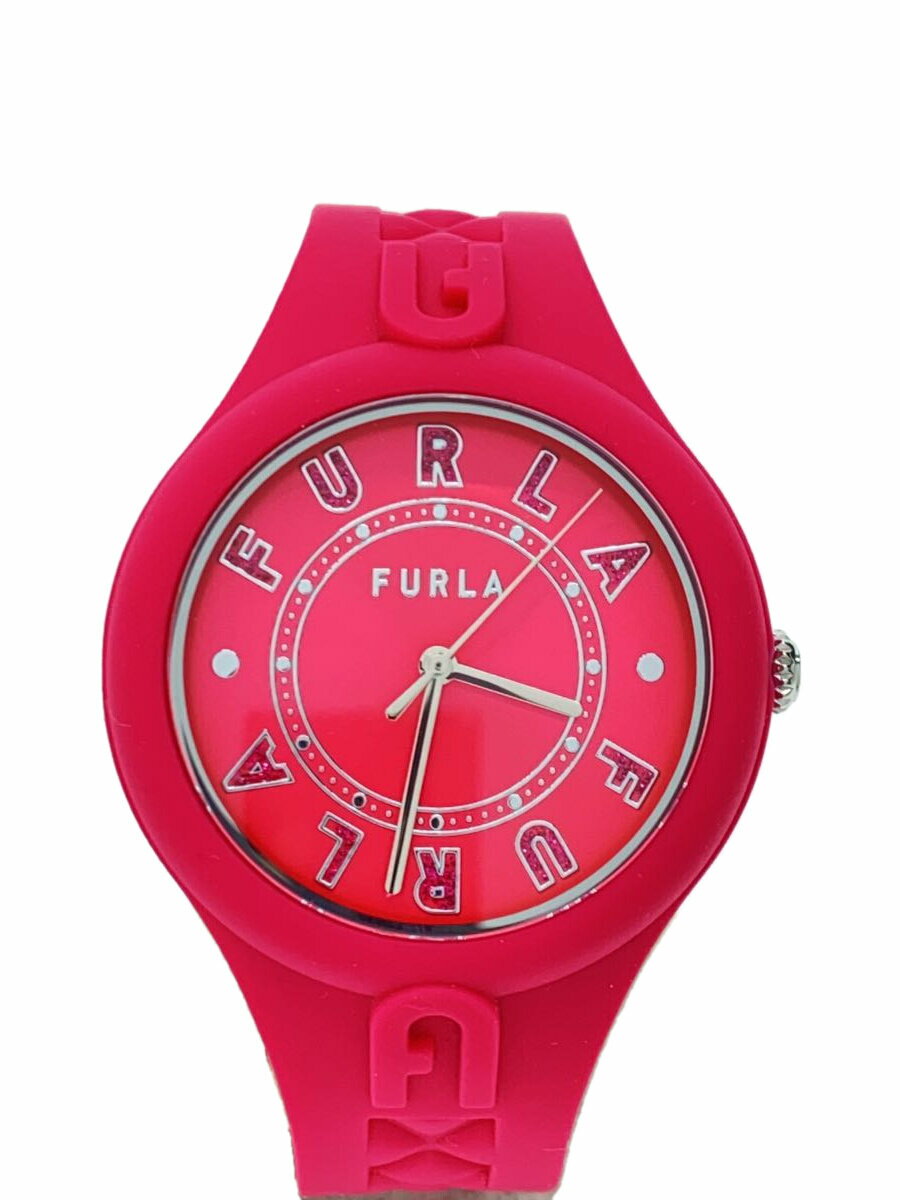 【中古】FURLA◆クォーツ腕時計/アナログ/ラバー/PNK/WW00056001L1【服飾雑貨他】