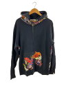 【中古】A BATHING APE◆ジップパーカー/XXL/コットン/BLK/プリント/001ZPH301016X【メンズウェア】