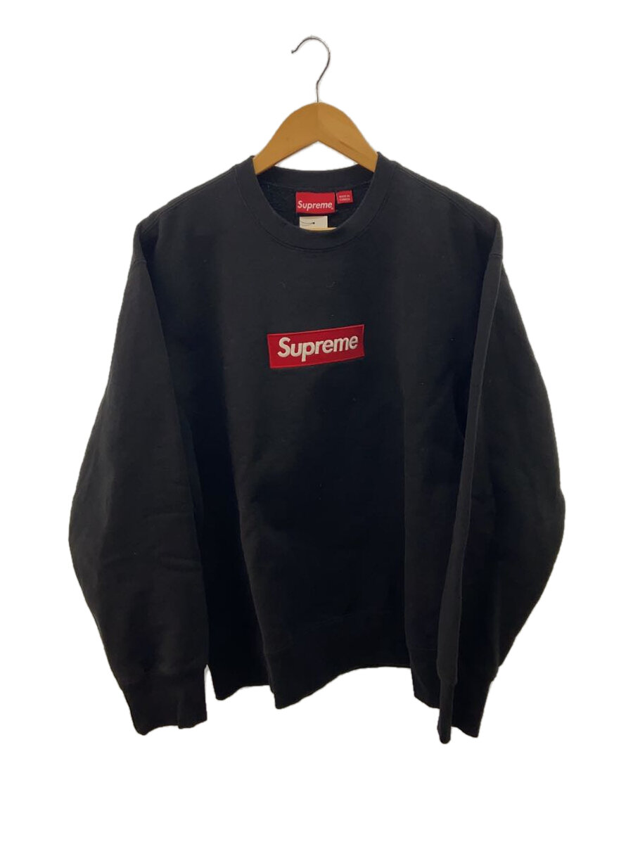 【中古】Supreme◆22AW/Box Logo Crewneck/ボックスロゴクルーネックスウェット/M/黒×赤/薄汚れ有【メンズウェア】