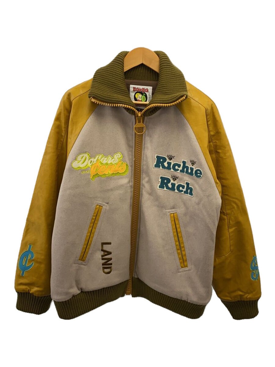 【中古】LAND BY MILKBOY◆スタジャン/L/ウール/GRY/60233106【レディースウェア】