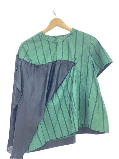 【中古】sacai◆半袖ブラウス/2/コットン/GRN/19-04300【レディースウェア】 【中古】sacai◆半袖ブラウス/2/コットン/GRN/19-04300【レディースウェア】