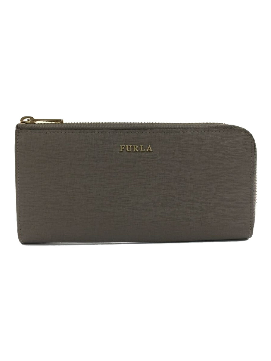 【中古】FURLA◆長財布/レザー/GRY/無