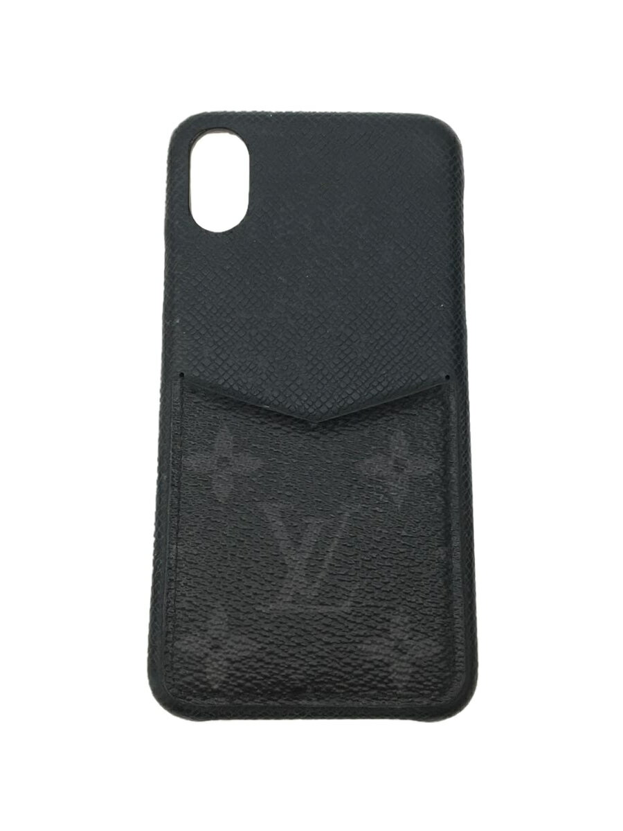 【中古】LOUIS VUITTON◆IPHONE・バンパーXSMAX_モノグラム_BLK/牛革/BLK/モノグラム/レディース【服飾雑貨他】