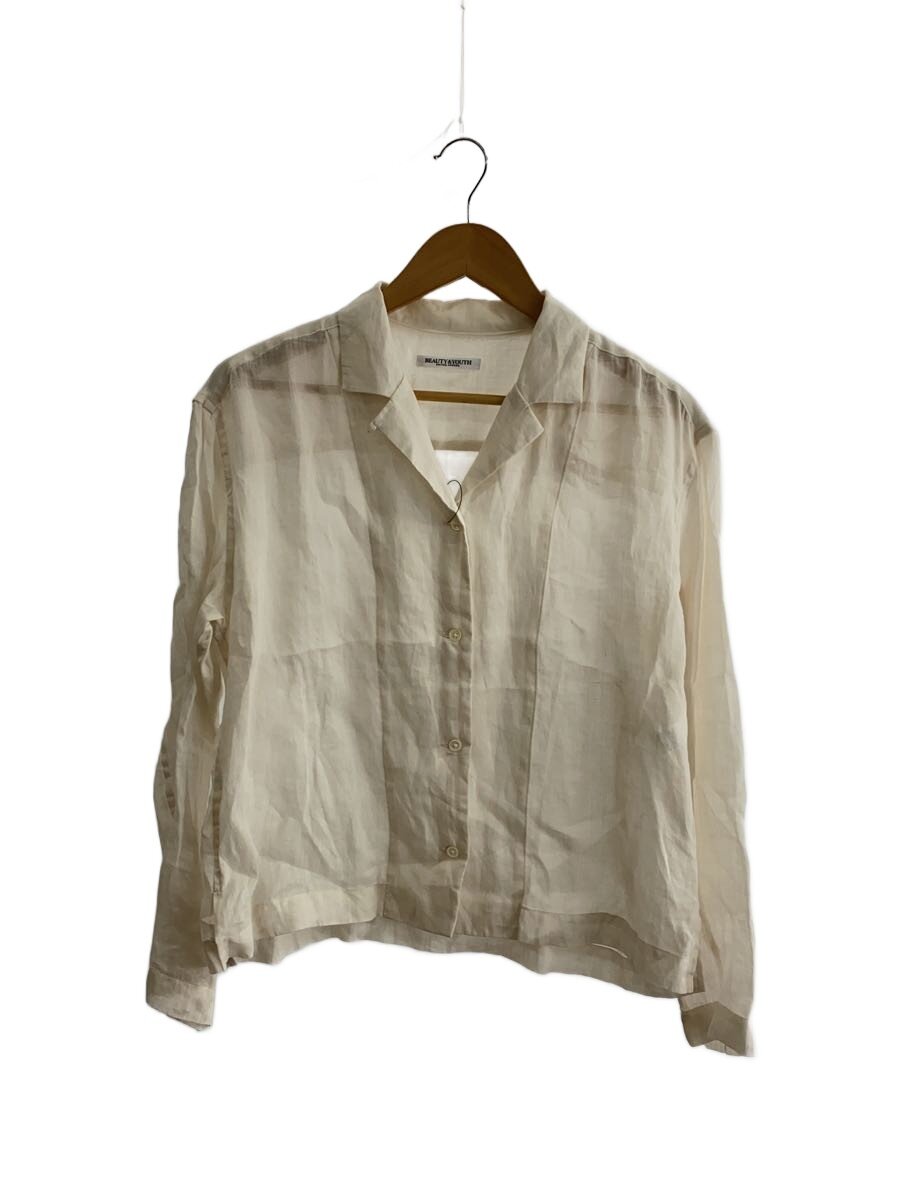 【中古】BEAUTY&YOUTH UNITED ARROWS◆麻 オープンカラー シャツ/リネン/IVO/1611-144-2465【レディースウェア】