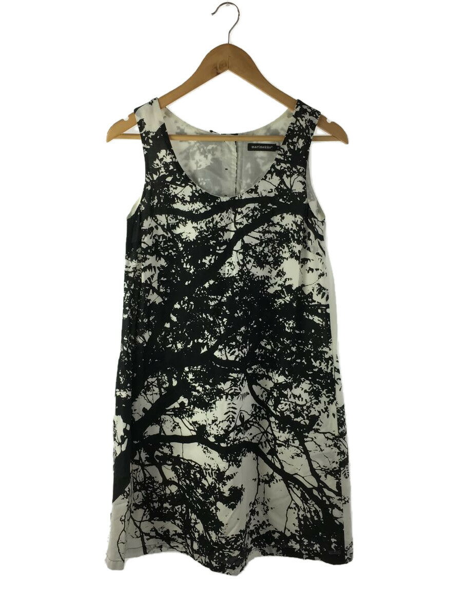 【中古】marimekko◆ワンピース/34/コットン/BLK/総柄/52132-36421/ボタニカル【レディースウェア】