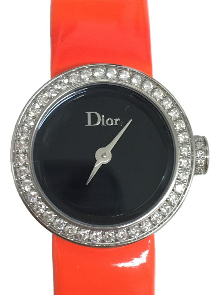 【中古】Christian Dior◆クォーツ腕時計/CD040110-J/アナログ/エナメル/BLK/ORN【服飾雑貨他】
