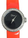【中古】Christian Dior◆クォーツ腕時計/CD040110-J/アナログ/エナメル/BLK/ORN【服飾雑貨他】