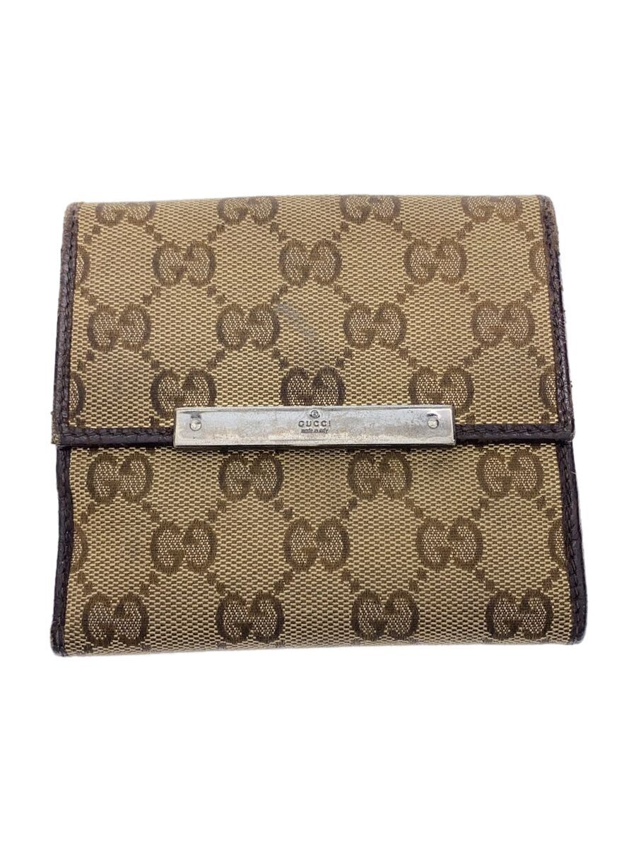【中古】GUCCI◆2つ折り財布_GGキャンバス/キャンバス/BEG/総柄/レディース【服飾雑貨他】