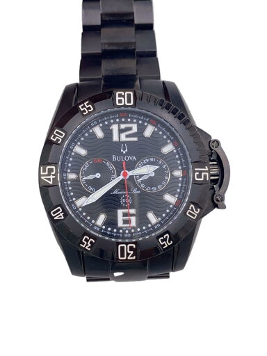 【中古】BULOVA◆クォーツ腕時計/アナログ/ステンレス/BLK/BLK【服飾雑貨他】 【中古】BULOVA◆クォーツ腕時計/アナログ/ステンレス/BLK/BLK【服飾雑貨他】