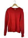 【中古】OFF-WHITE◆DIAG UNFINISHED SLIM CREWNECK SW/M/コットン/RED/OMBA025E19E30003【メンズウェ...