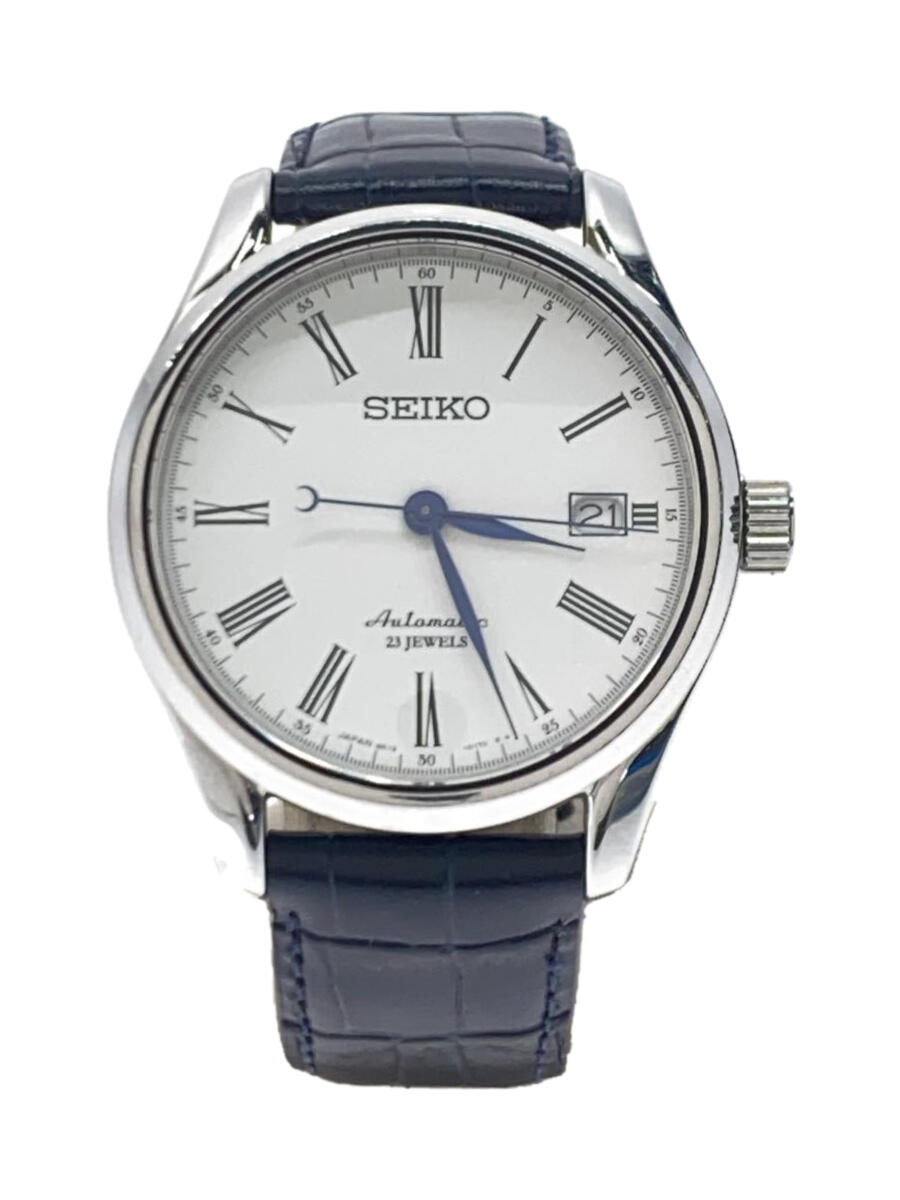 【中古】SEIKO◆自動巻き腕時計/アナログ/レザー/BLK/6B15-02P0【服飾雑貨他】