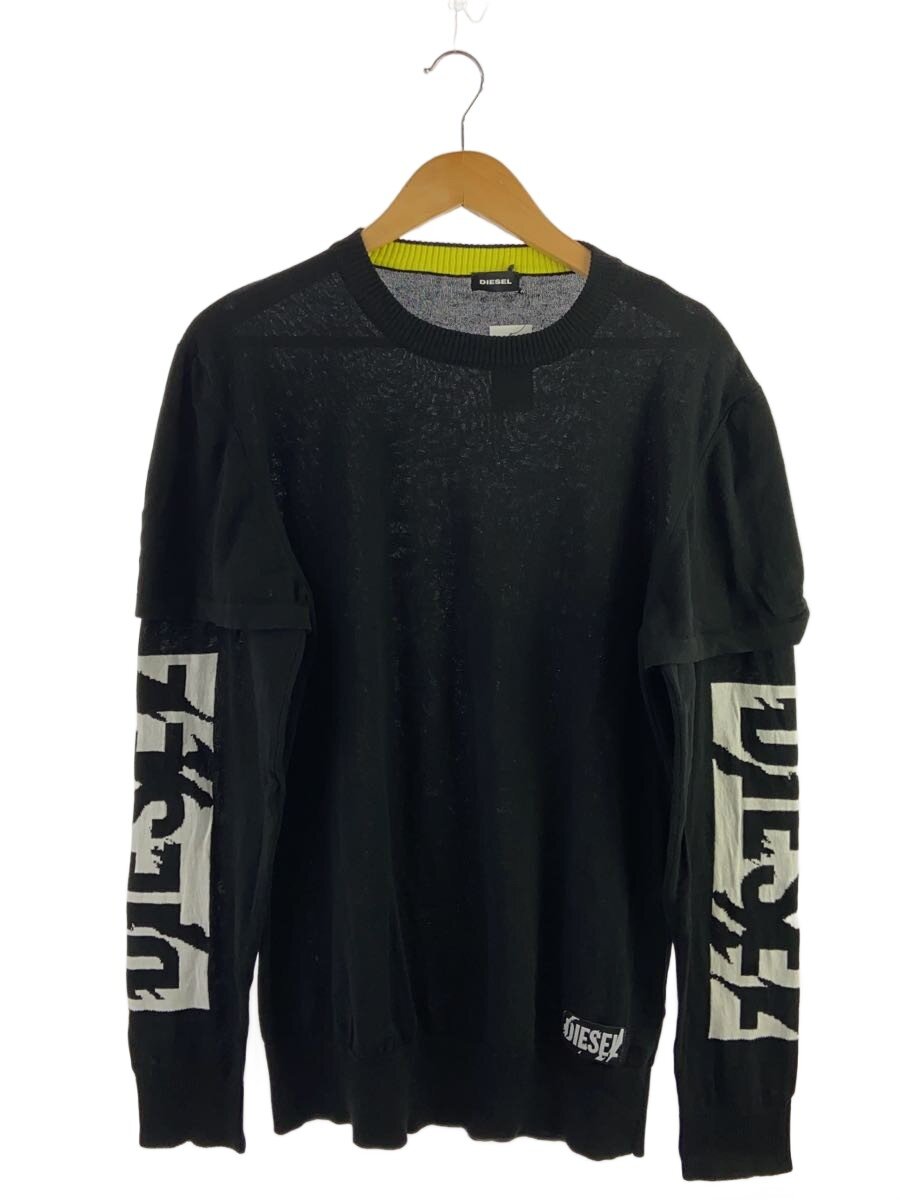【中古】DIESEL◆ニット・セーター(薄手)/M/コットン/BLK【メンズウェア】