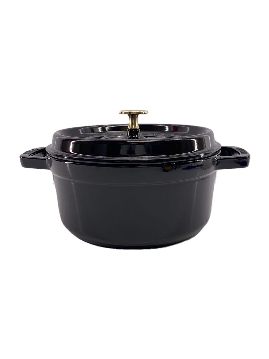 【中古】Staub◆ピコ・ココット ラウンド22cm シャイニーブラック【キッチン用品】