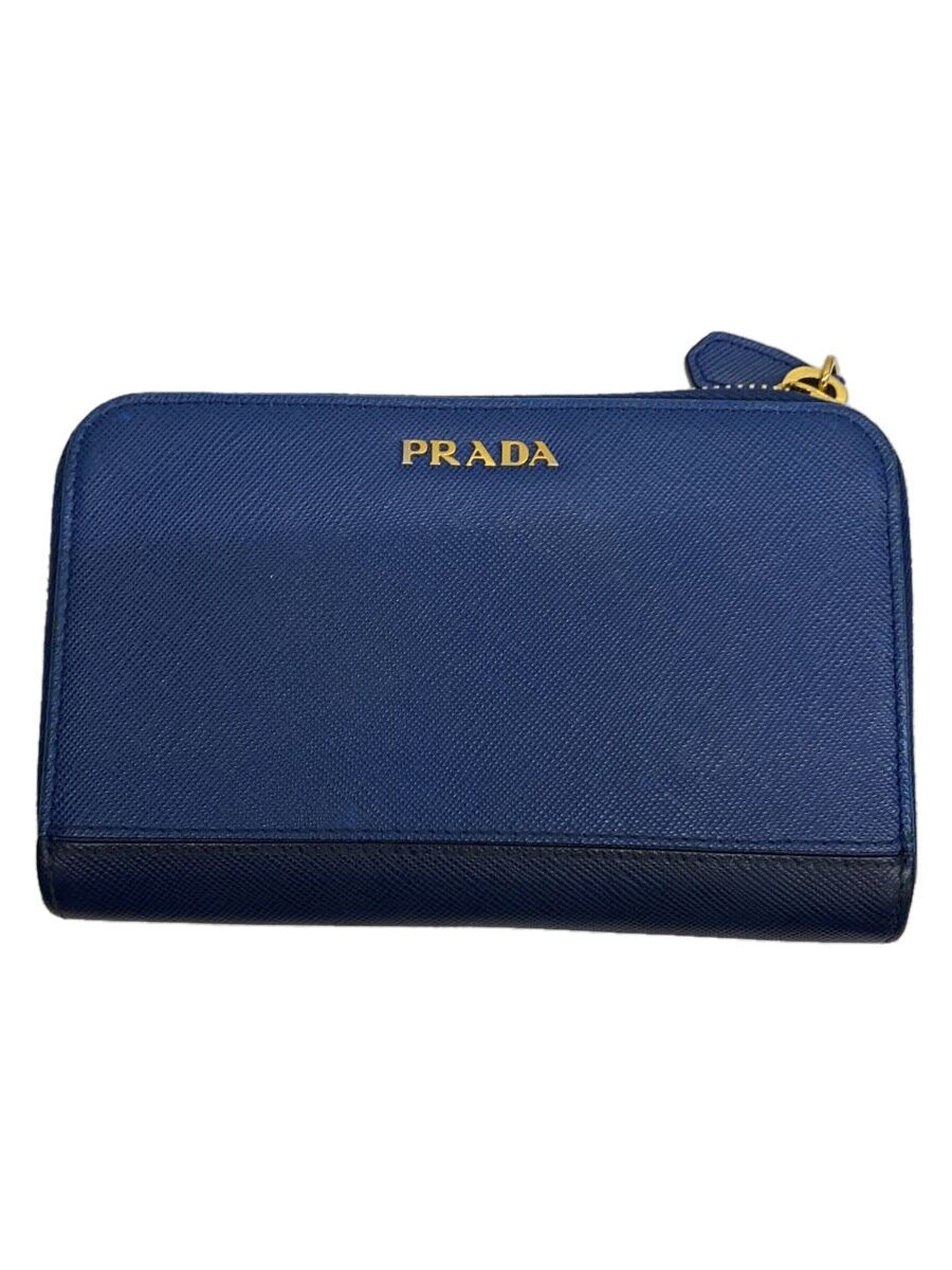 【中古】PRADA◆2つ折り財布/--/BLU/レ�