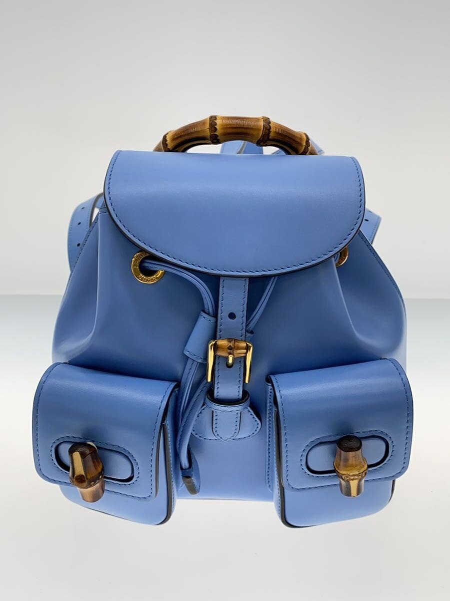 Rakuten - 【中古】GUCCI◆バンブーバックパック/リュック/レザー/BLU/702101【バッグ】