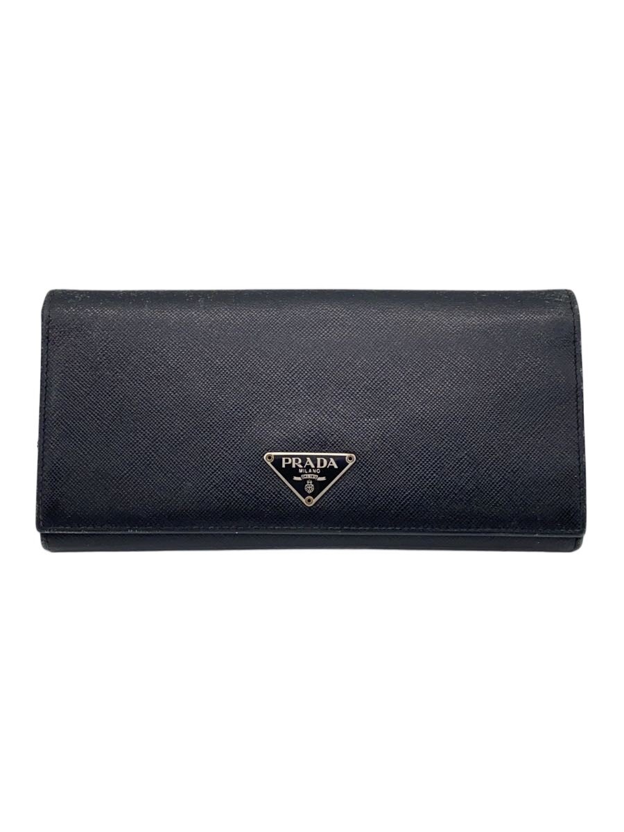 【中古】PRADA◆長財布/レザー/BLK/メンズ【服飾雑貨他】