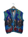 【中古】COOGI◆90S/カーディガンベスト/3Dニット/S/ウール/マルチカラー/総柄【メンズウェア】