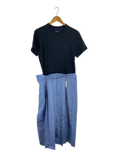 【中古】sacai◆半袖ワンピース/3/コットン/BLU/ストライプ/25-07766【レディースウェア】 【中古】sacai◆半袖ワンピース/3/コットン/BLU/ストライプ/25-07766【レディースウェア】