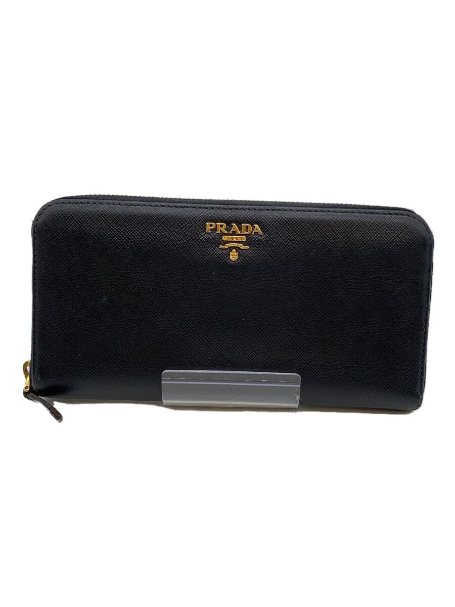 【中古】PRADA◆長財布/レザー/BLK/メンズ【服飾雑貨他】