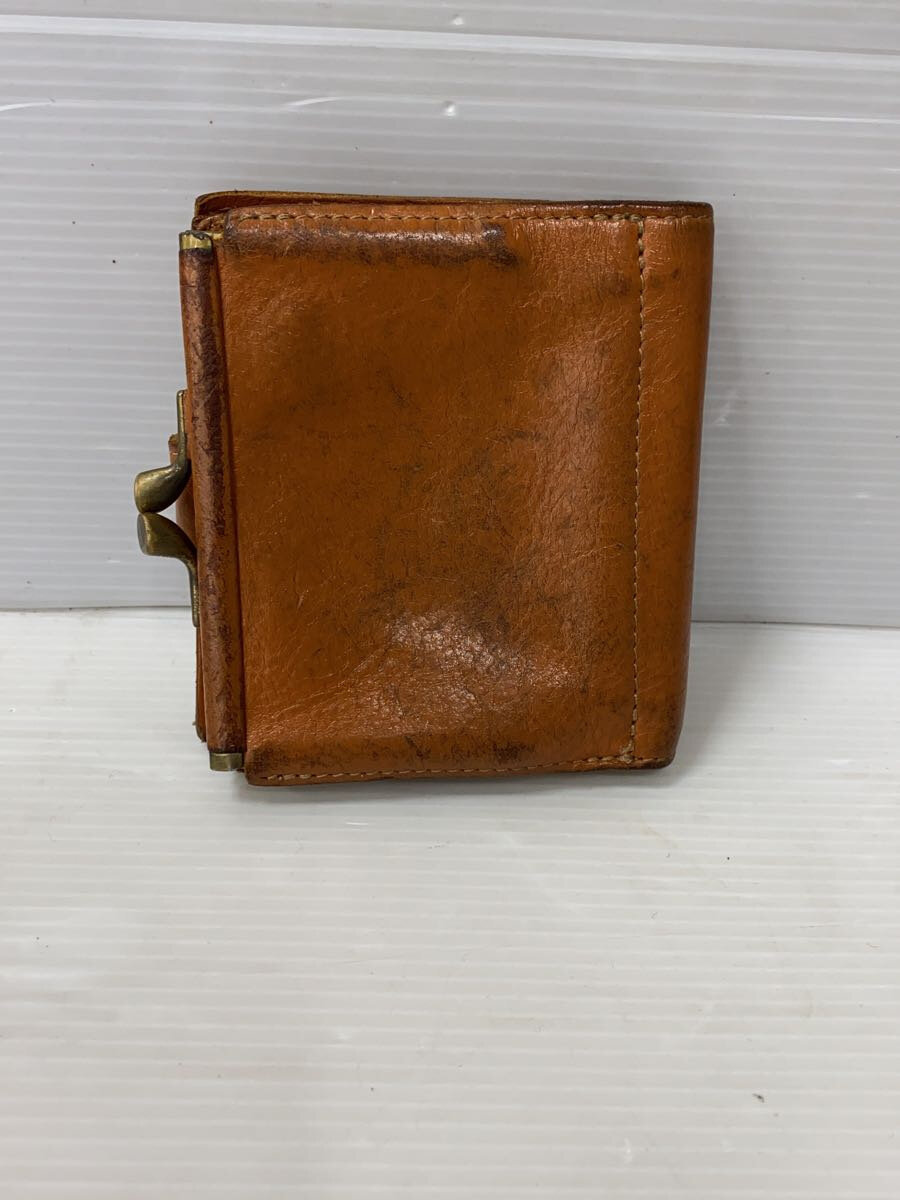 【中古】IL BISONTE◆2つ折り財布/レザー/BRW/無地/メンズ/汚れ有【服飾雑貨他】