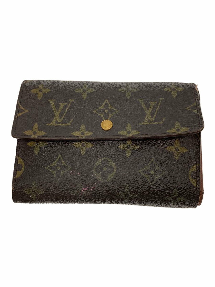 【中古】LOUIS VUITTON◆ポルト・トレゾール・エテュイ・パピエ_モノグラム・キャンバス_BRW/PVC/BRW/レディース【服飾雑貨他】