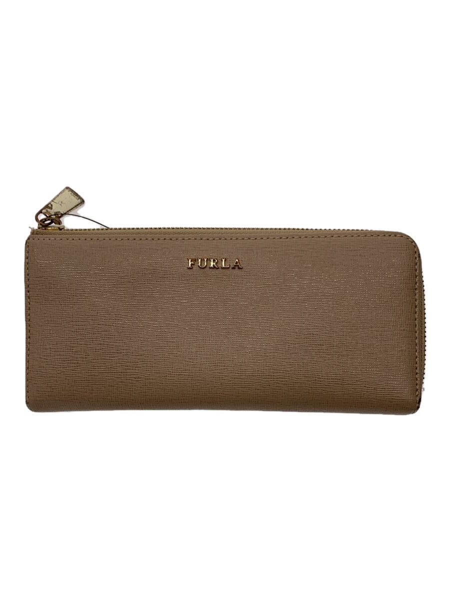 【中古】FURLA◆長財布/レザー/BEG/無�