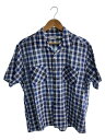 【中古】PENNEY’S◆50s/開襟シャツ/半袖シャツ/L/コットン/BLU/チェック【メンズウェア】