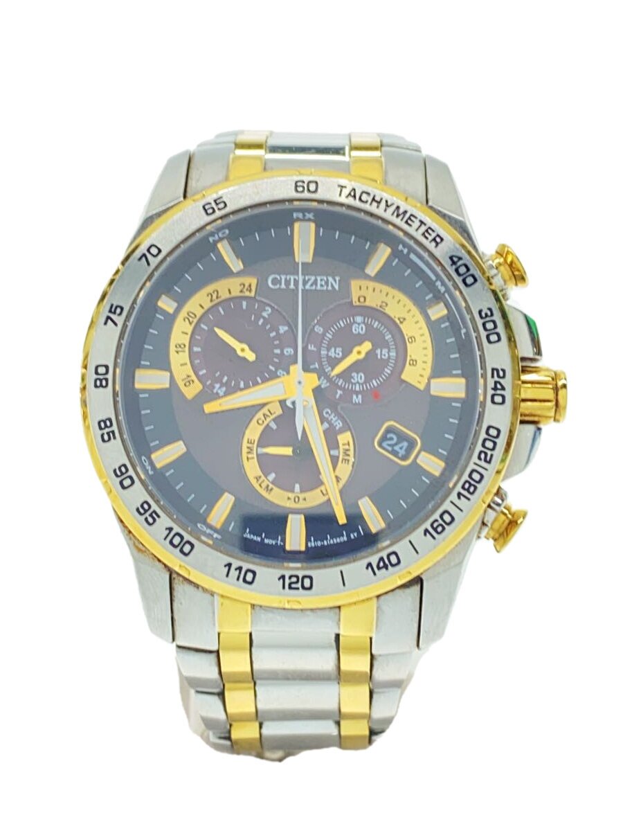 【中古】CITIZEN◆アテッサエコドライブ/ソーラー腕時計/アナログ/BLK/SLV/E610-S104840【服飾雑貨他】